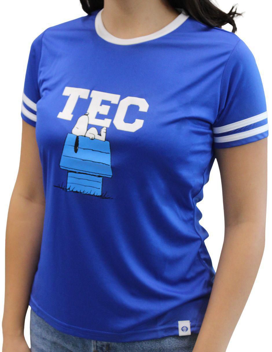 Playera manga corta Tec De Monterrey Snoopy Casa Tec cuello redondo para mujer