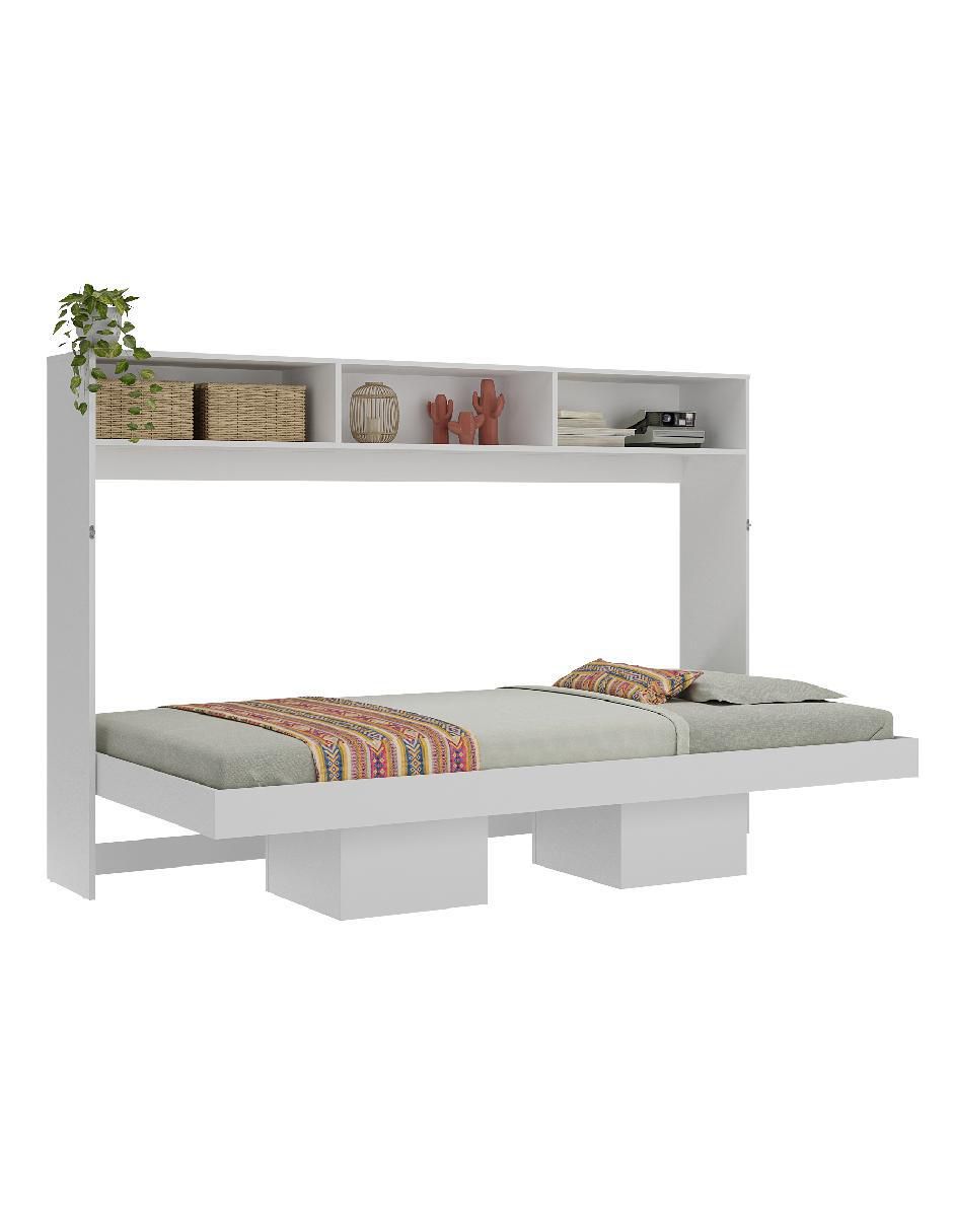 Cama abatible con repisas de MDF individual 6