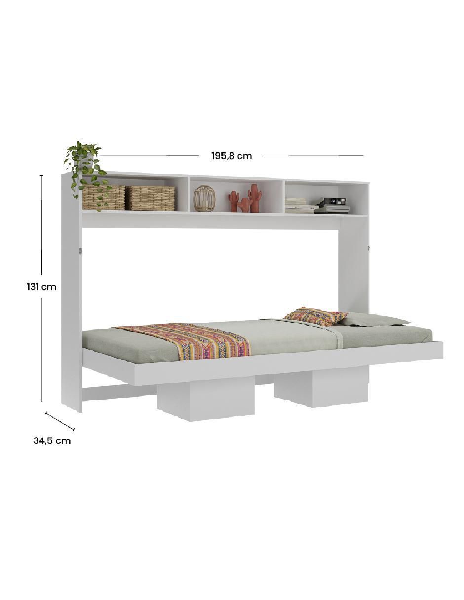Cama abatible con repisas de MDF individual 8