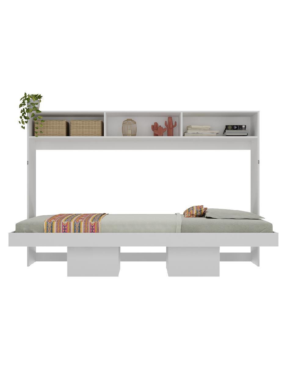 Cama abatible con repisas de MDF individual