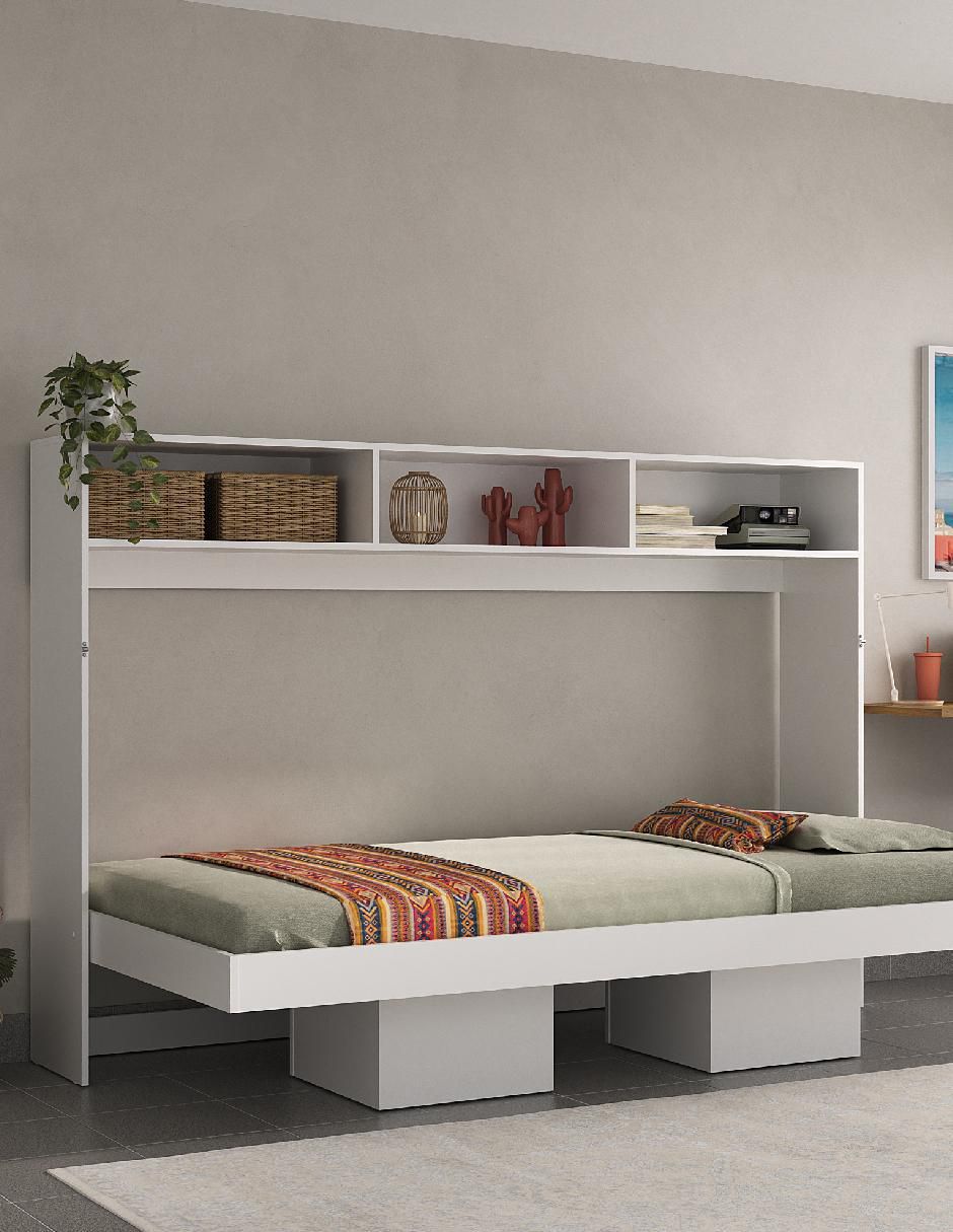 Cama abatible con repisas de MDF individual 7