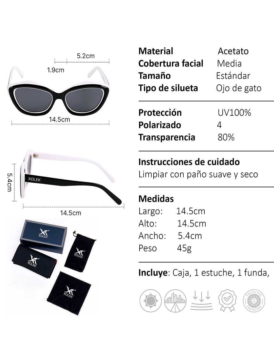 Lentes de sol Xolek Glam Xo-110-Bn para mujer