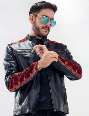 Chamarra casual de piel con bolsillos para hombre Chamarra casual de piel con bolsillos para hombre