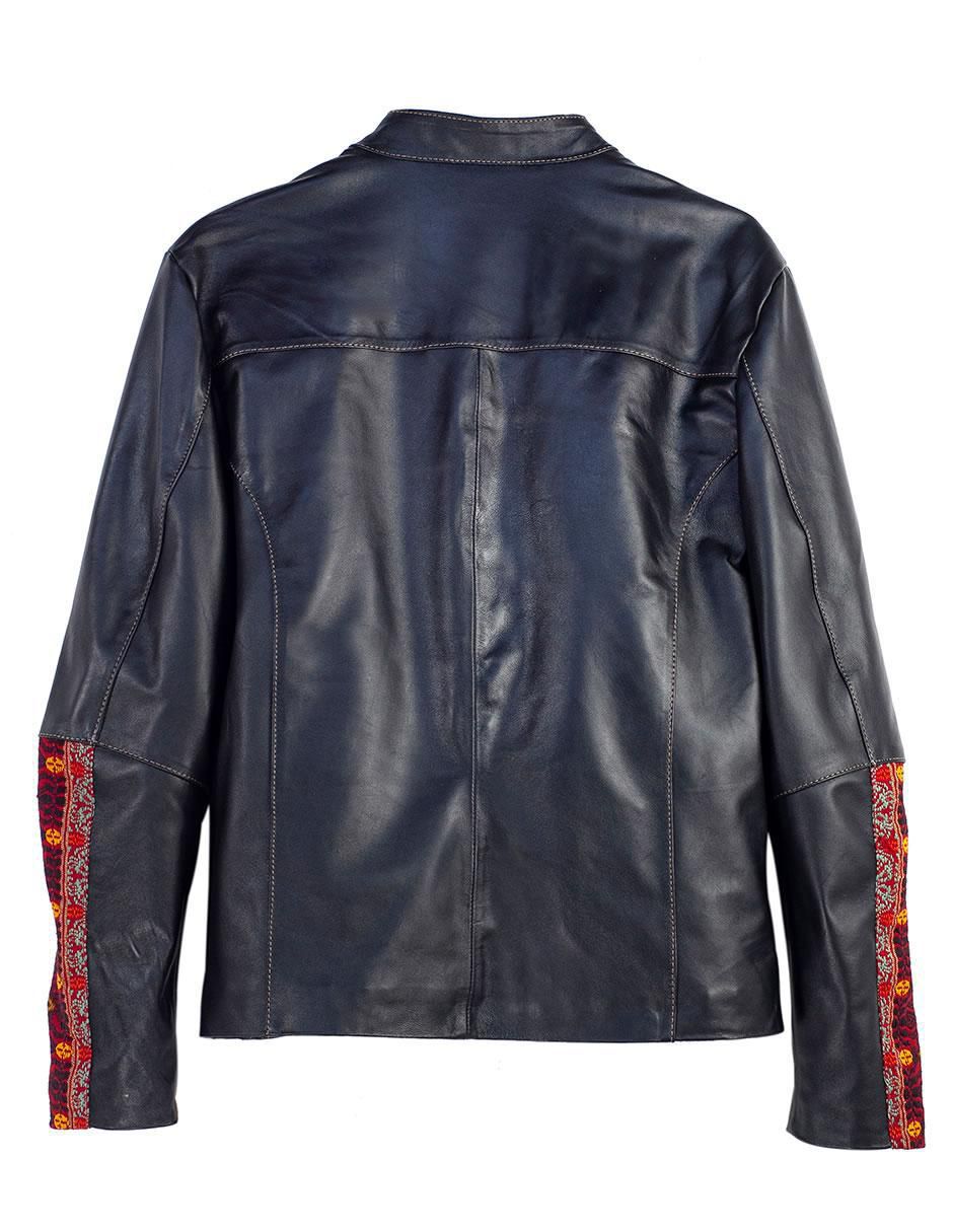 Chamarra casual Angelozano de piel con bolsillos para hombre