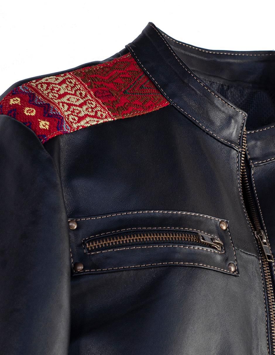Chamarra casual Angelozano de piel con bolsillos para hombre