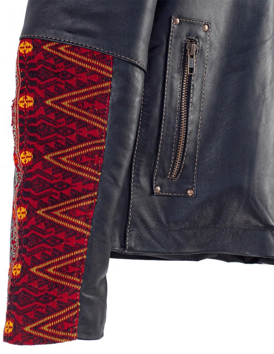 Chamarra casual Angelozano de piel con bolsillos para hombre