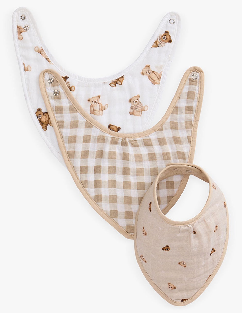 Set de baberos Teddy Bear de algodón orgánico 3 piezas 1