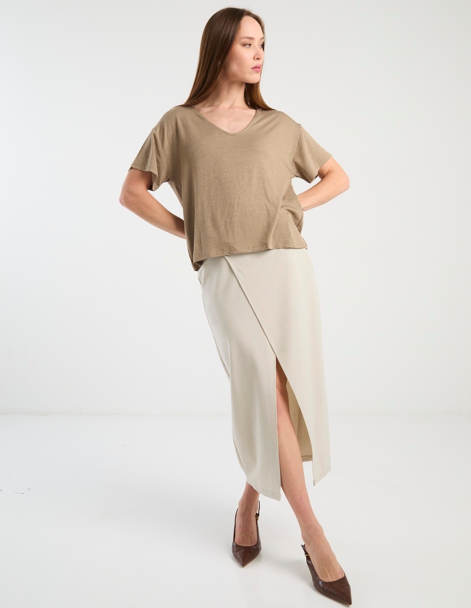 Playera manga corta Pieces cuello v para mujer