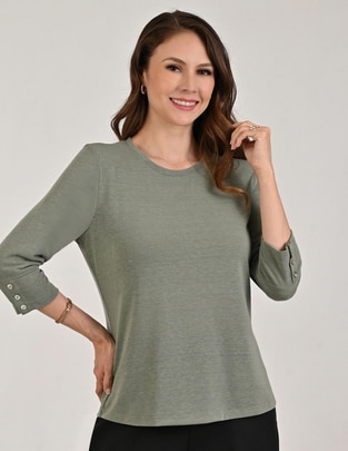 Blusa Liquid Blue manga 3/4 para mujer