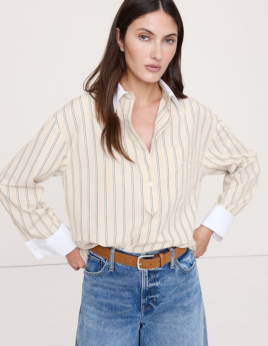 Blusa de algodón manga larga para mujer