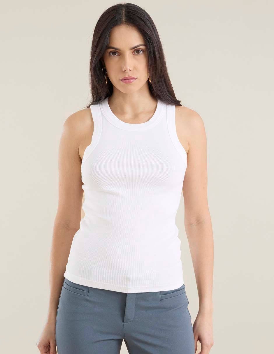 Playera tank cuello redondo para mujer