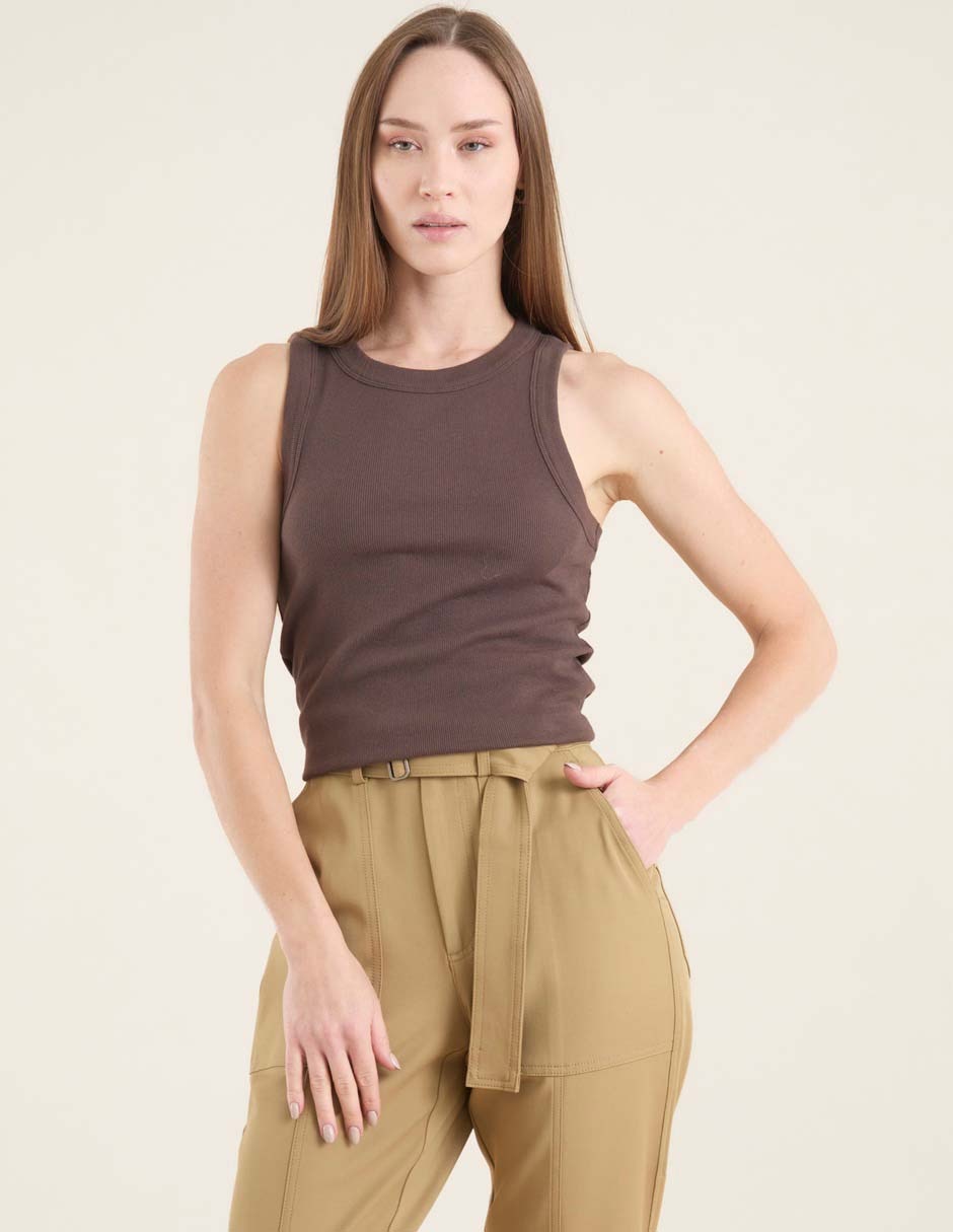 Playera tank cuello redondo para mujer