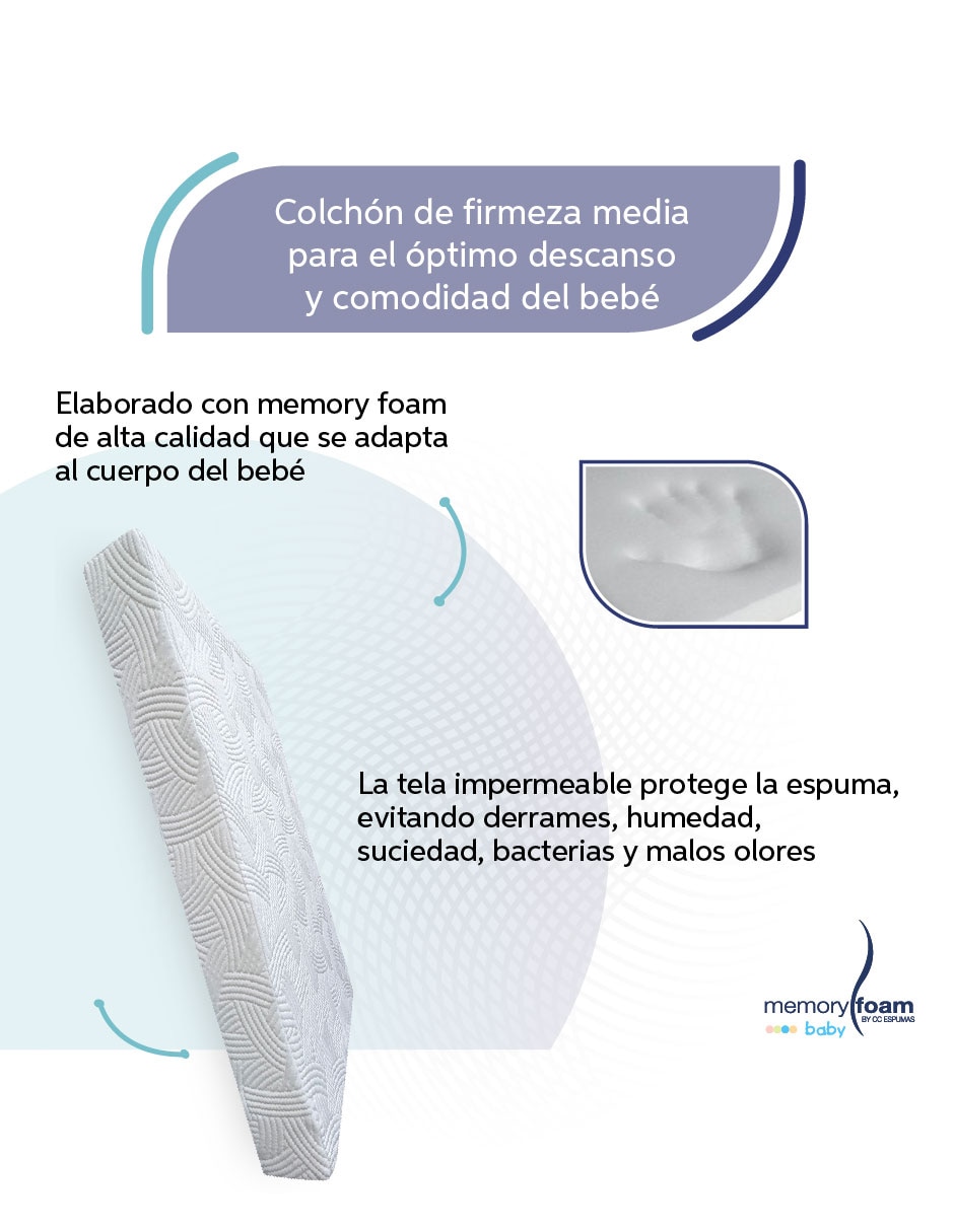 Colchón p/cuna Memory Foam Baby confort medio