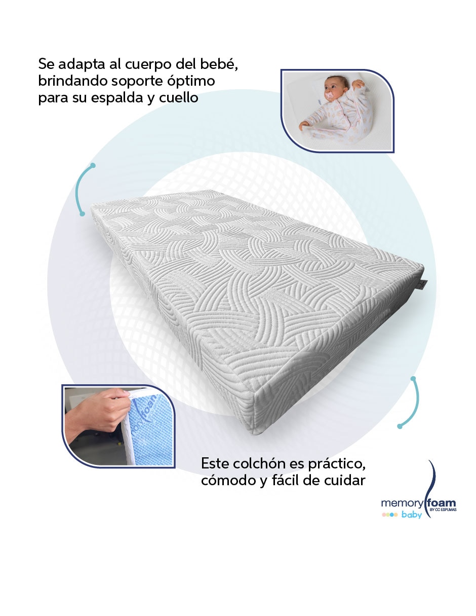 Colchón p/cuna Memory Foam Baby confort medio