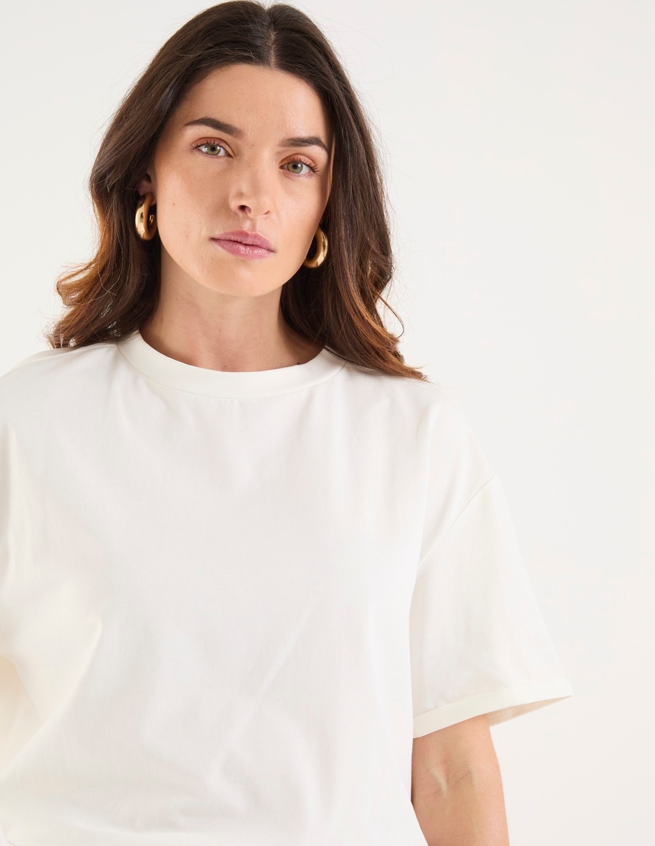Playera manga corta Map cuello redondo para mujer