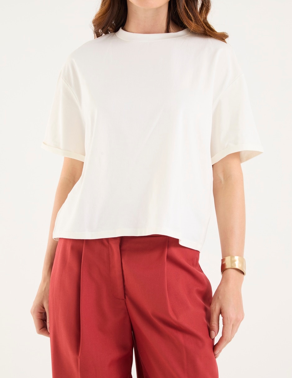 Playera manga corta Map cuello redondo para mujer
