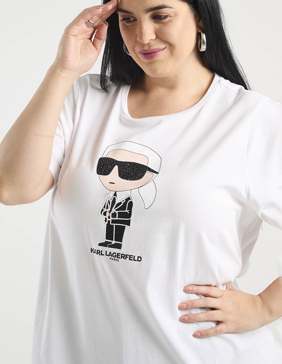 Playera manga corta Karl Lagerfeld Paris cuello redondo para mujer