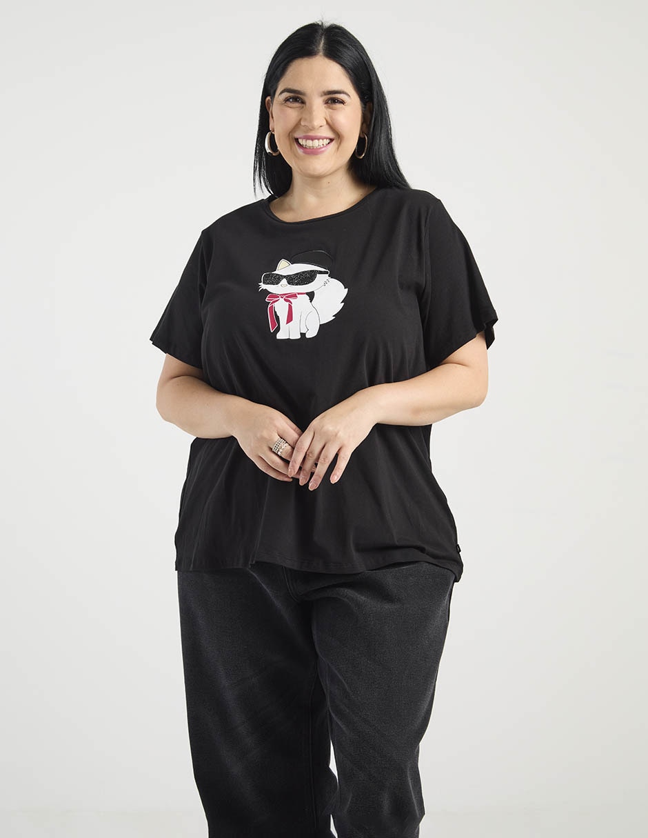 Playera manga corta cuello redondo para mujer Playera manga corta cuello redondo para mujer