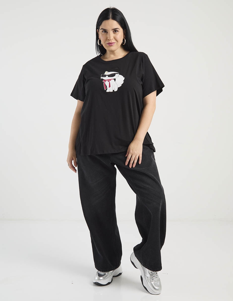 Playera manga corta Karl Lagerfeld Paris cuello redondo para mujer