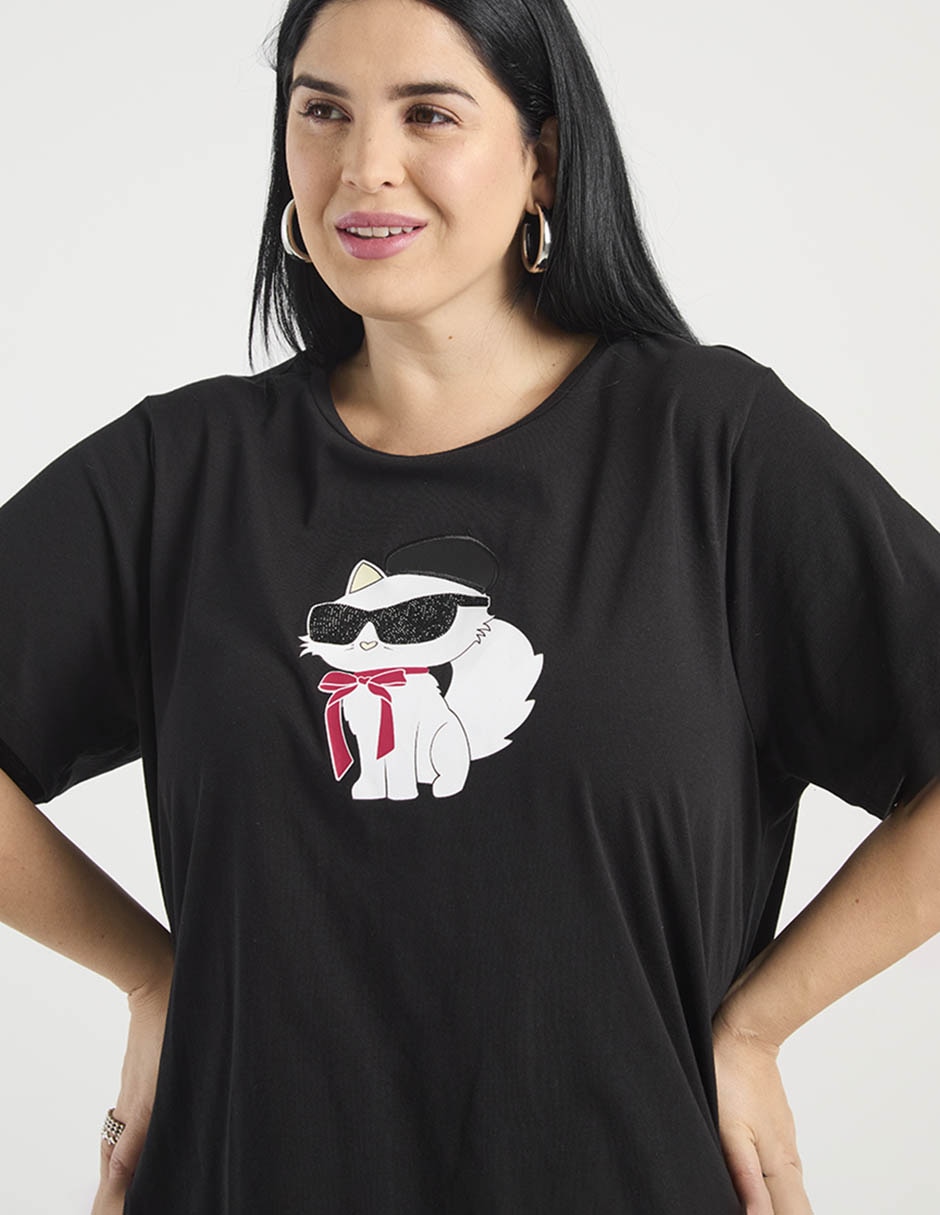 Playera manga corta Karl Lagerfeld Paris cuello redondo para mujer