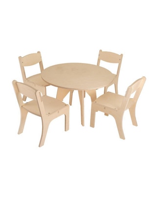 Set de mesa infantil mesa circular con 4 sillas de madera abedul "de" materialatt" 5 "piezas" 1