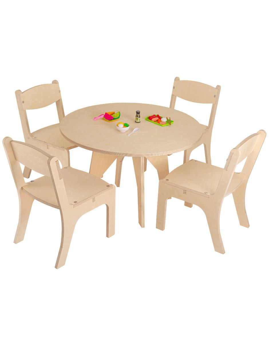 Set de mesa infantil mesa circular con 4 sillas de madera abedul "de" materialatt" 5 "piezas" 2