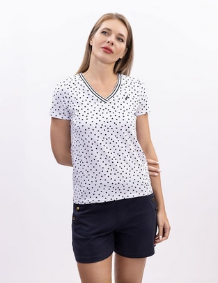 Playera manga corta cuello v para mujer
