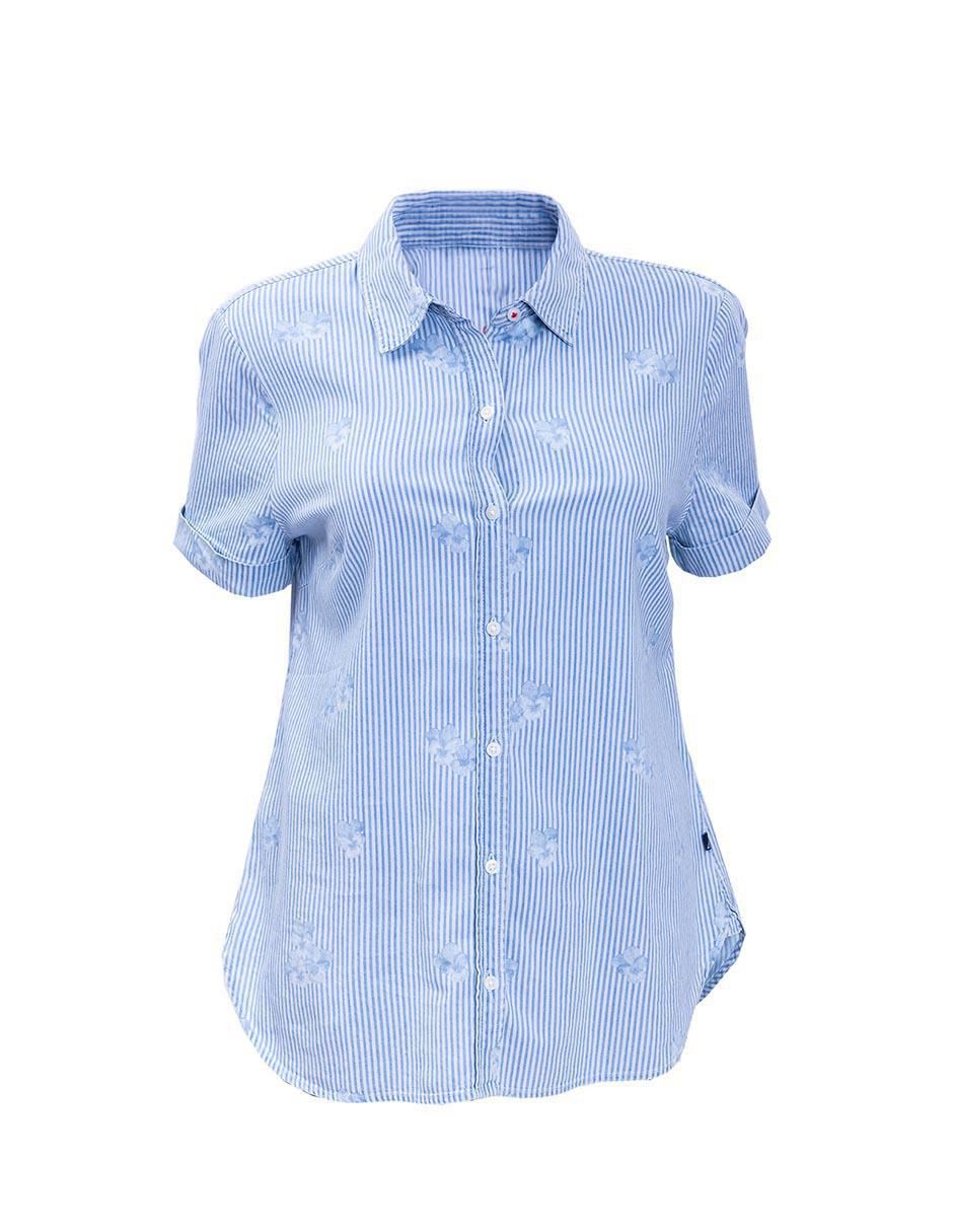 Camisa Nautica de algodón manga corta para mujer