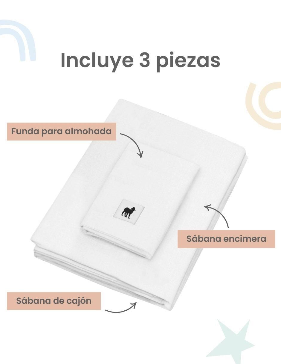 Juego de sábanas de algodón 250 hilos Arcoiris Love - Blanco 3