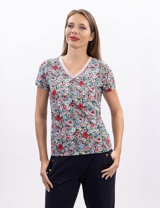 Playera manga corta cuello v para mujer