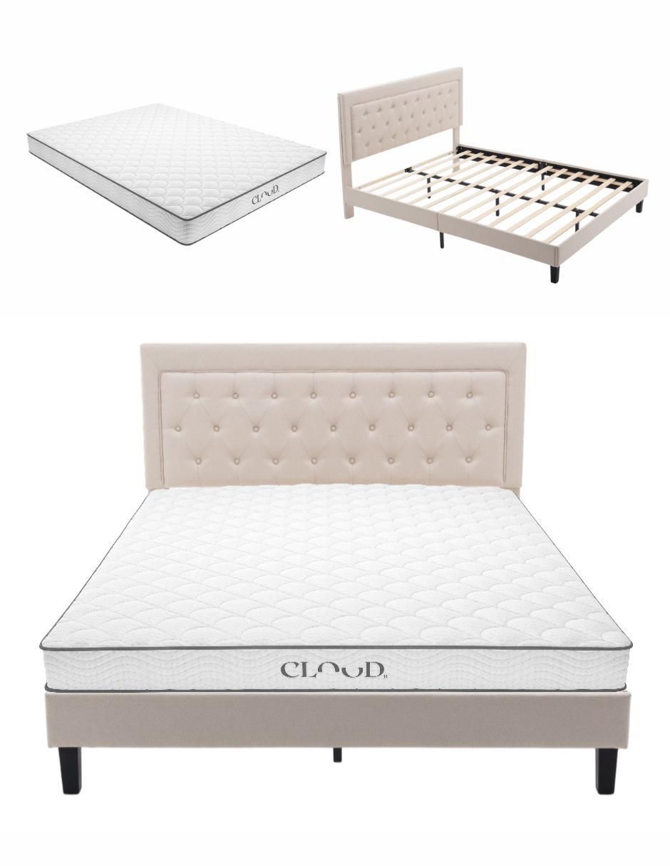 Cama colchón eco y cama linen de madera 1
