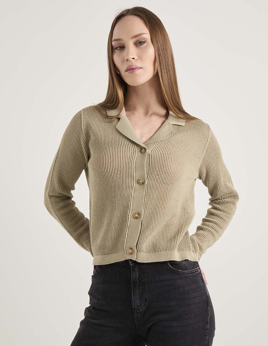 Suéter cuello camisero para mujer 1