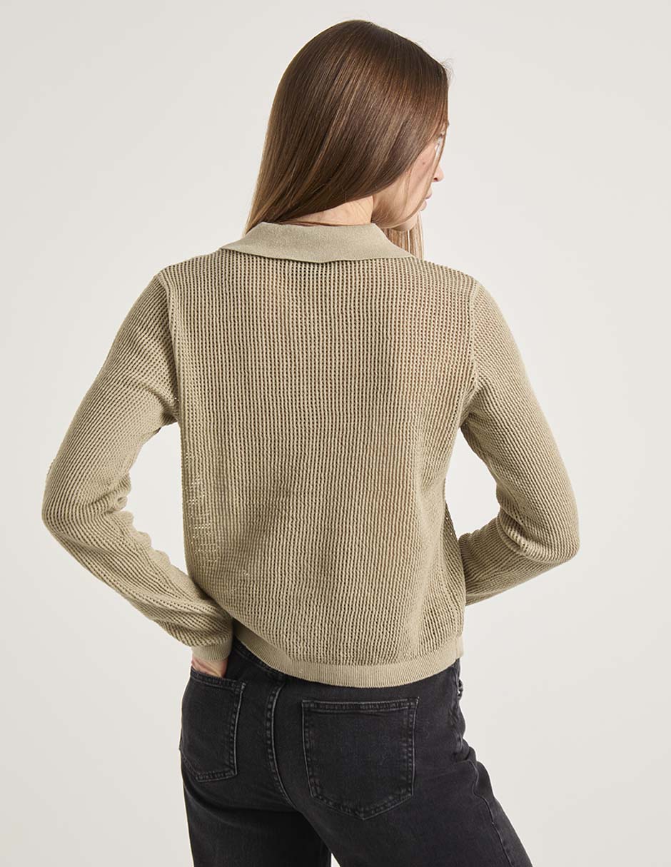 Suéter cuello camisero para mujer