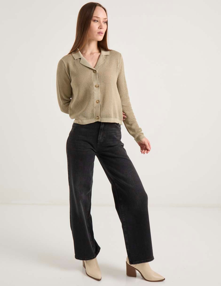 Suéter cuello camisero para mujer