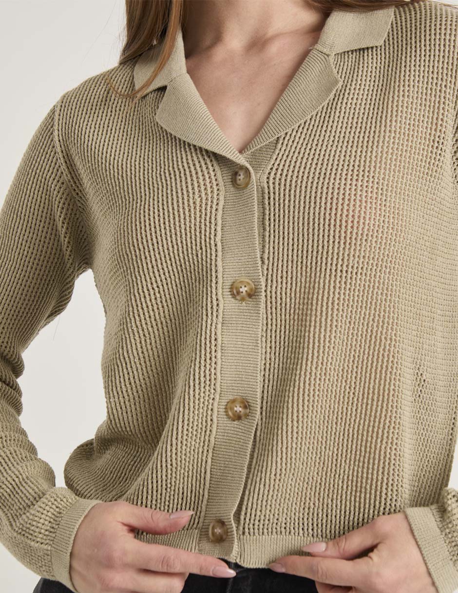 Suéter cuello camisero para mujer
