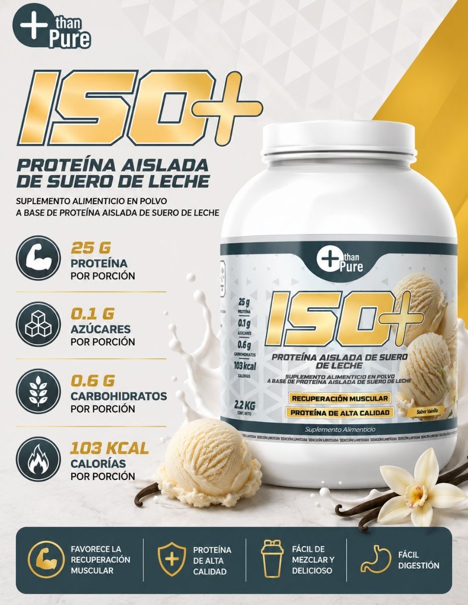 ISO+ More Than Pure con BCAA y glutamina Fit Nutrition con calcio sabor vainilla de 2.2 kg