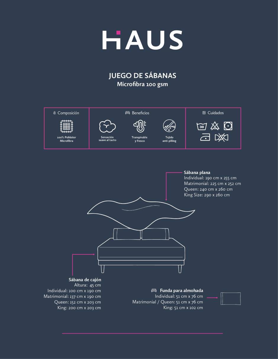 Juego de sábanas de microfibra 100 gr Haus Promos