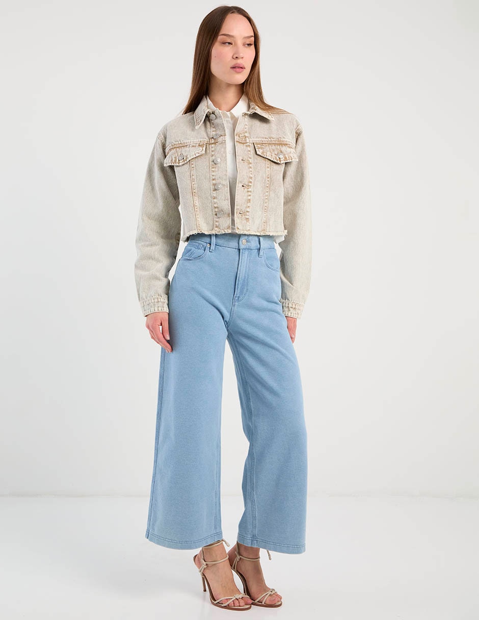 Jeans coulotte wide leg para mujer 2