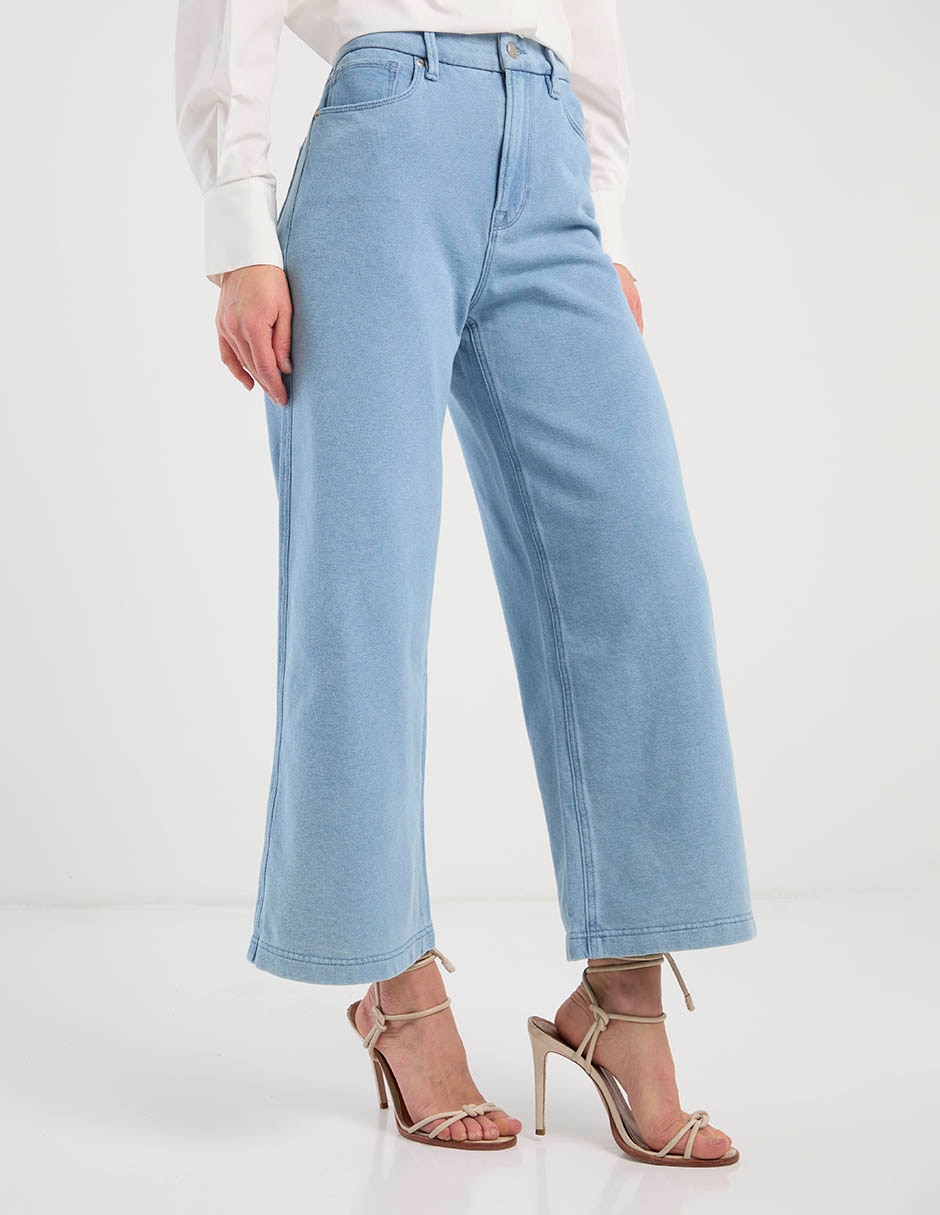 Jeans coulotte wide leg para mujer