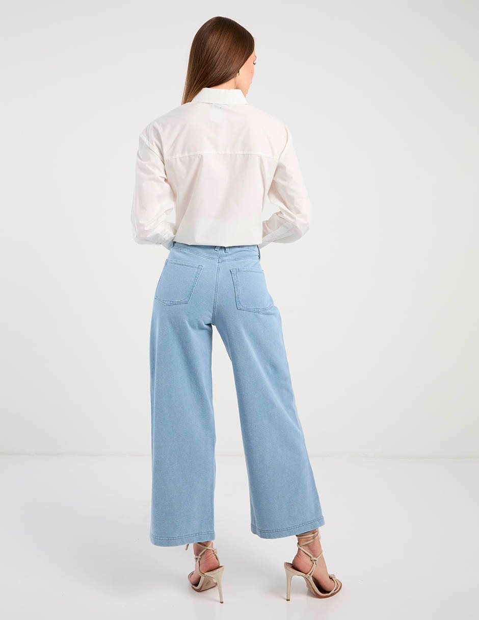 Jeans coulotte wide leg para mujer 11