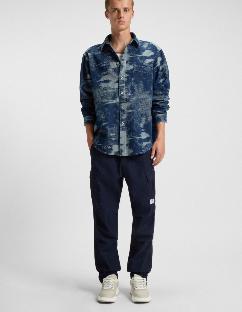 Pants regular con elástico para hombre 4