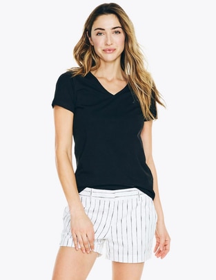 Playera manga corta Basi cuello v mujer