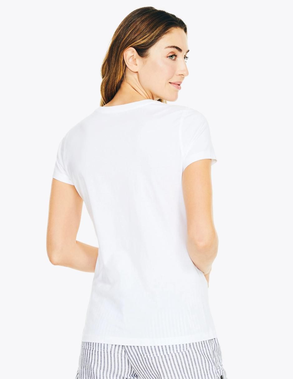 Playera manga corta Nautica Basi cuello v para mujer