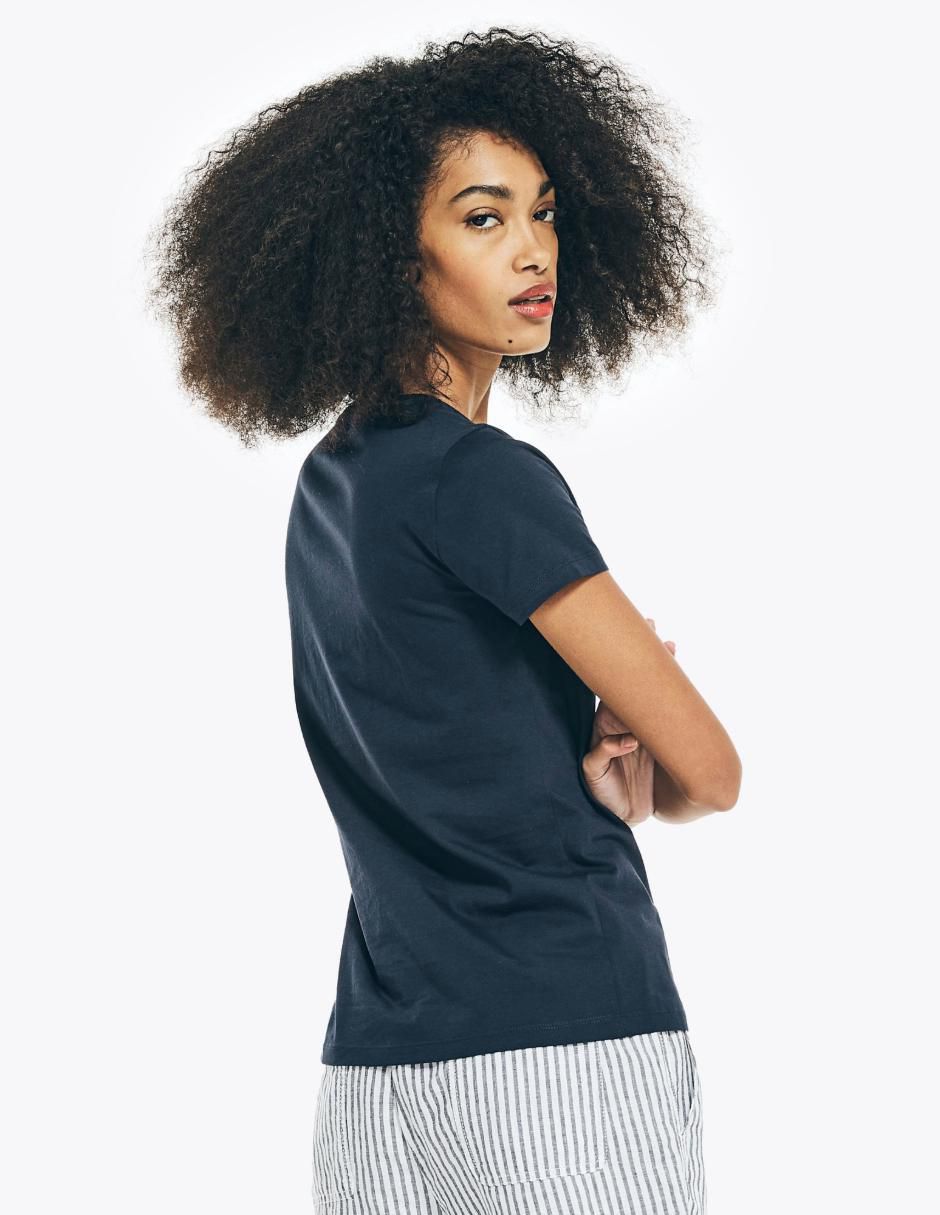 Playera manga corta Nautica Basi cuello v para mujer