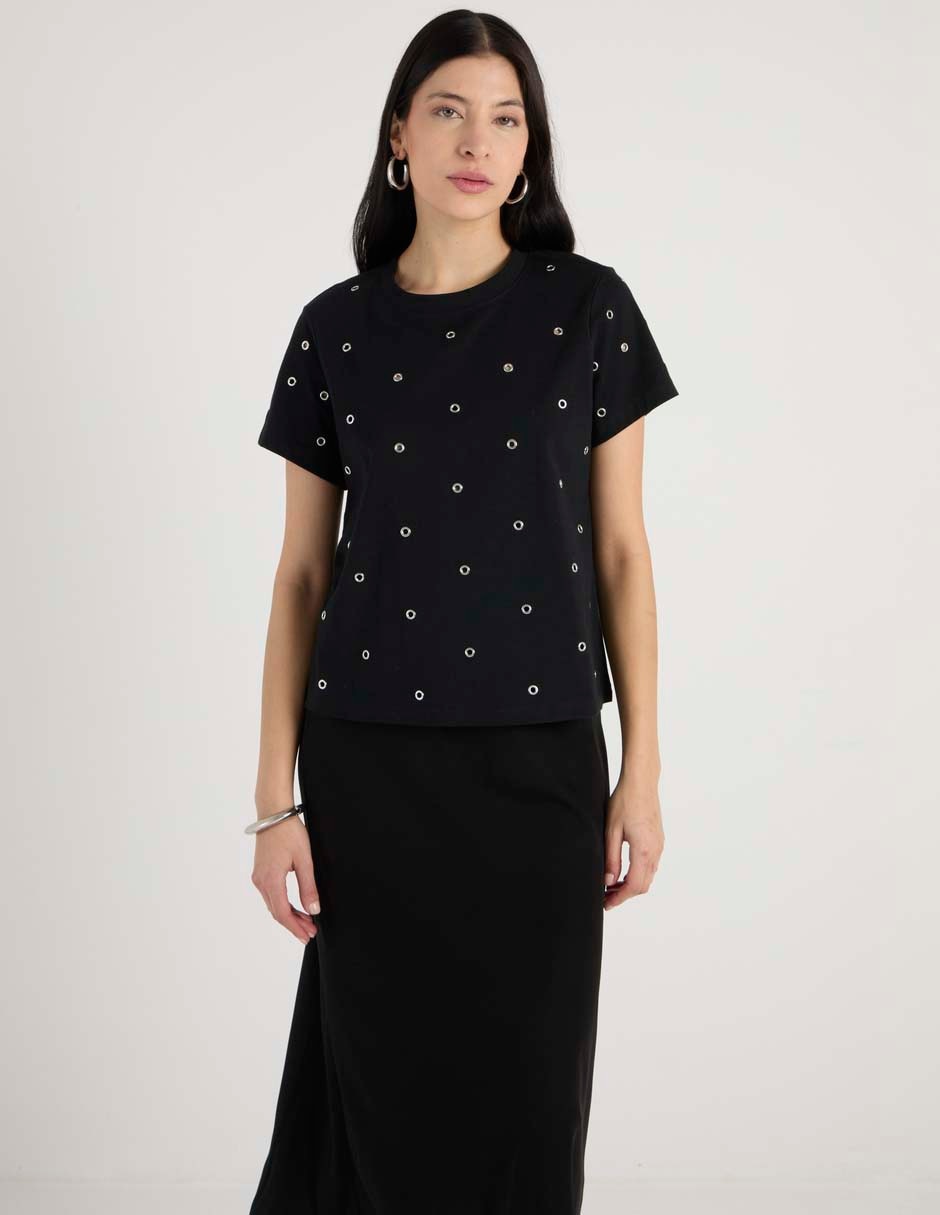 Playera manga corta cuello redondo para mujer 1