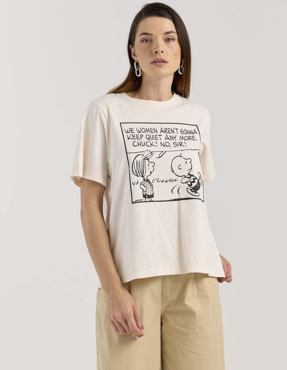 Playera manga al codo cuello redondo mujer