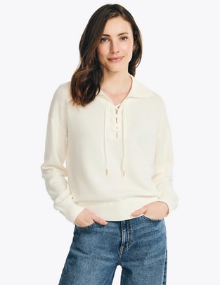 Suéter cuello camisero para mujer