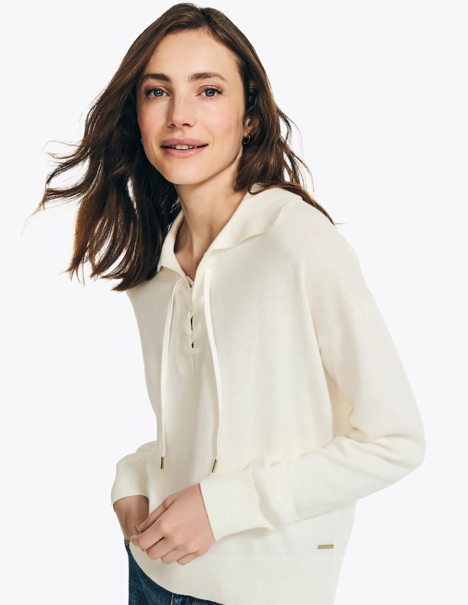 Suéter cuello camisero para mujer