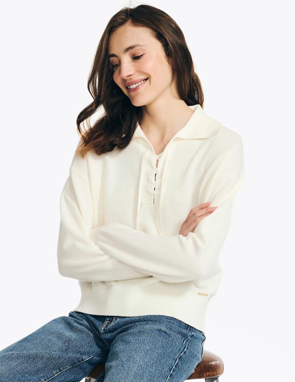 Suéter cuello camisero para mujer
