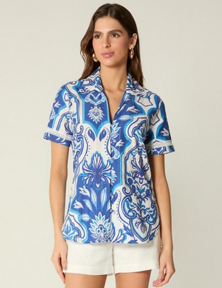 Blusa Studio F manga corta para mujer